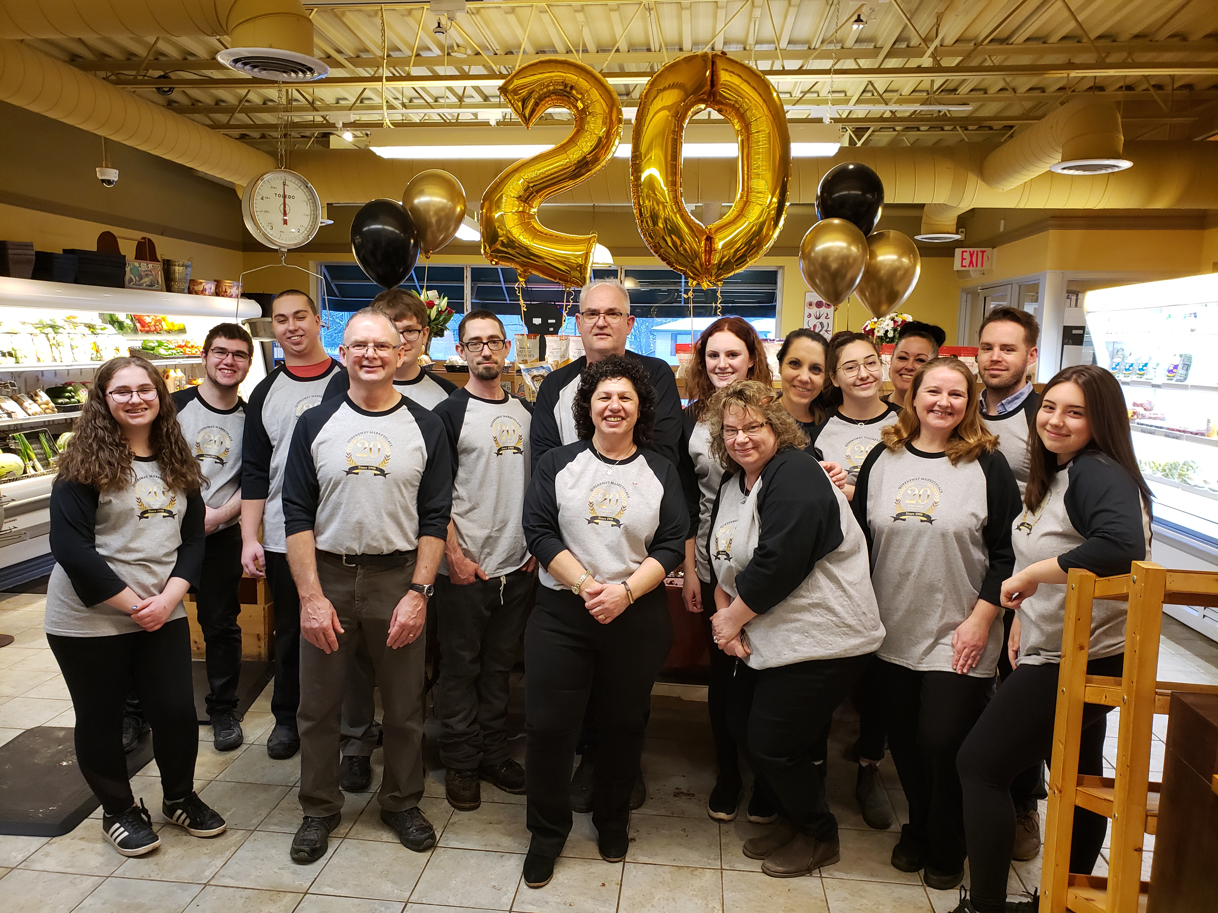 Queensway Marketplace staff at 20th anniversary in Keswick